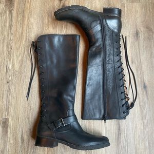 NWOB SOFFT Kristie Black Leather Lace Up Tall Boots